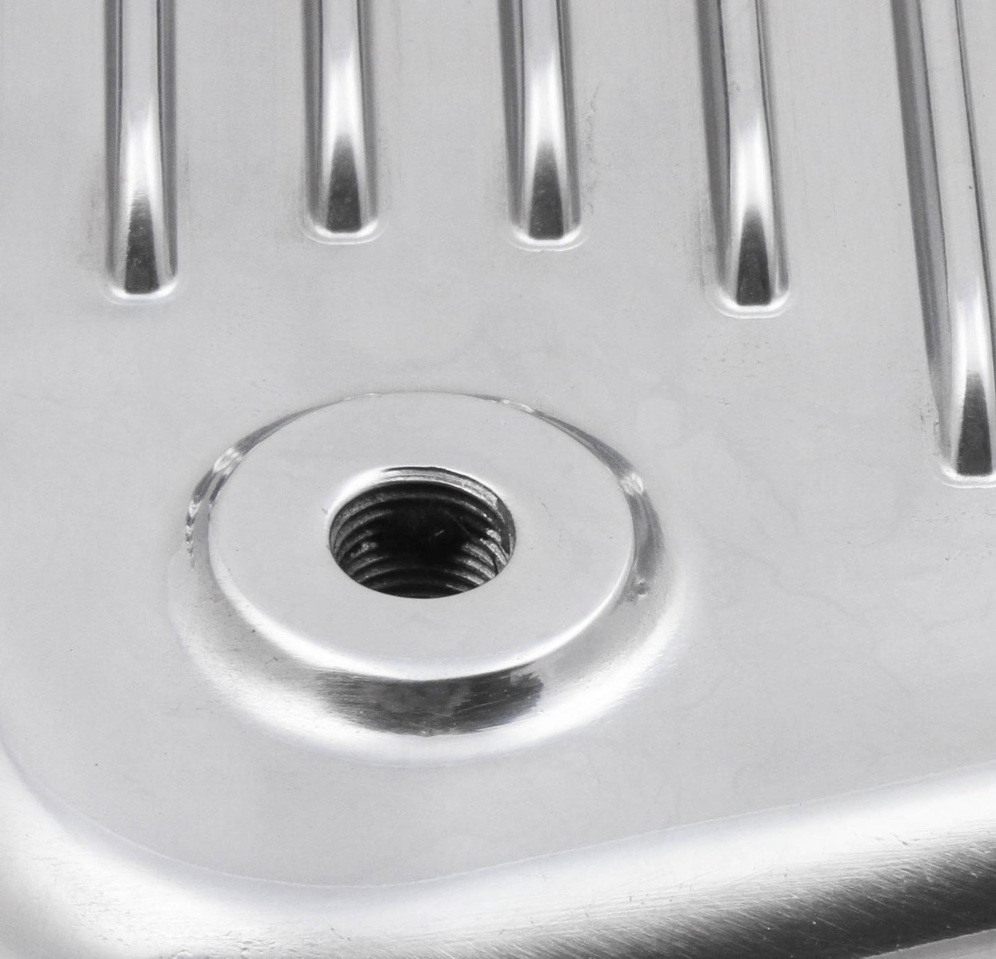 Transmission Oil Pan Polished Aluminum Fits GM TH400 Stock Depth and Capacity Finned Design Mr Gasket-3