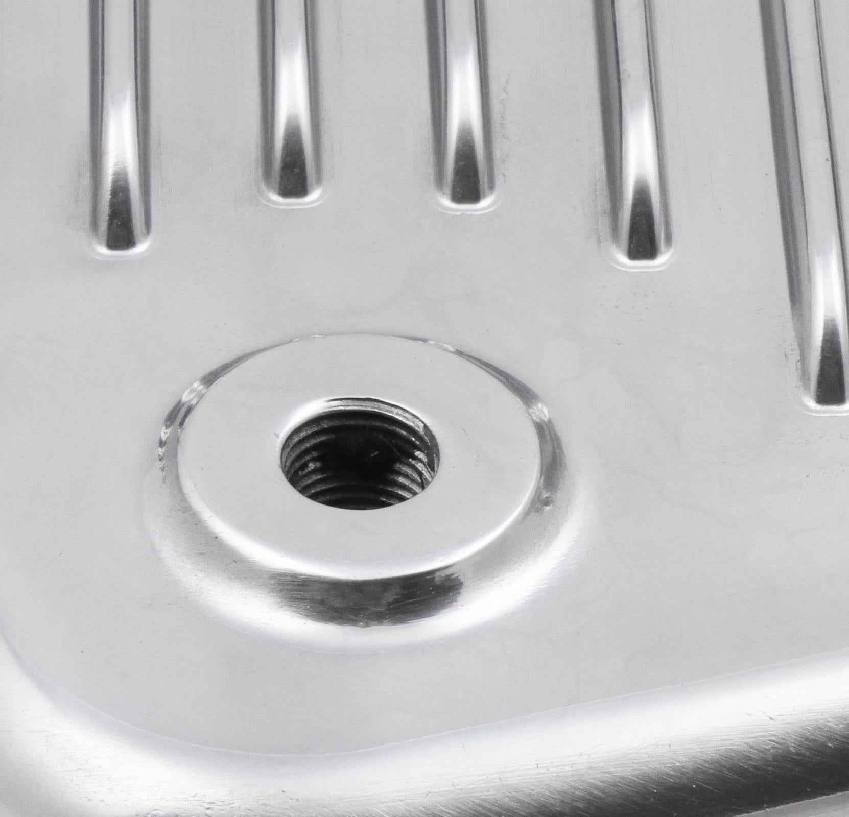 Transmission Oil Pan Polished Aluminum Fits GM TH400 Stock Depth and Capacity Finned Design Mr Gasket-3