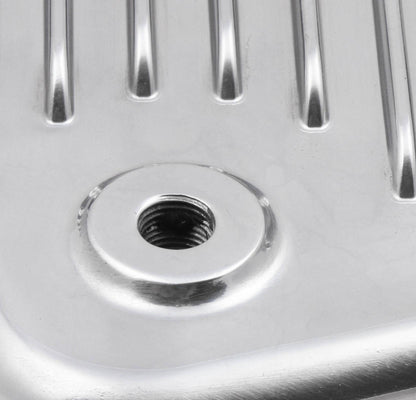 Transmission Oil Pan Polished Aluminum Fits GM TH400 Stock Depth and Capacity Finned Design Mr Gasket-3