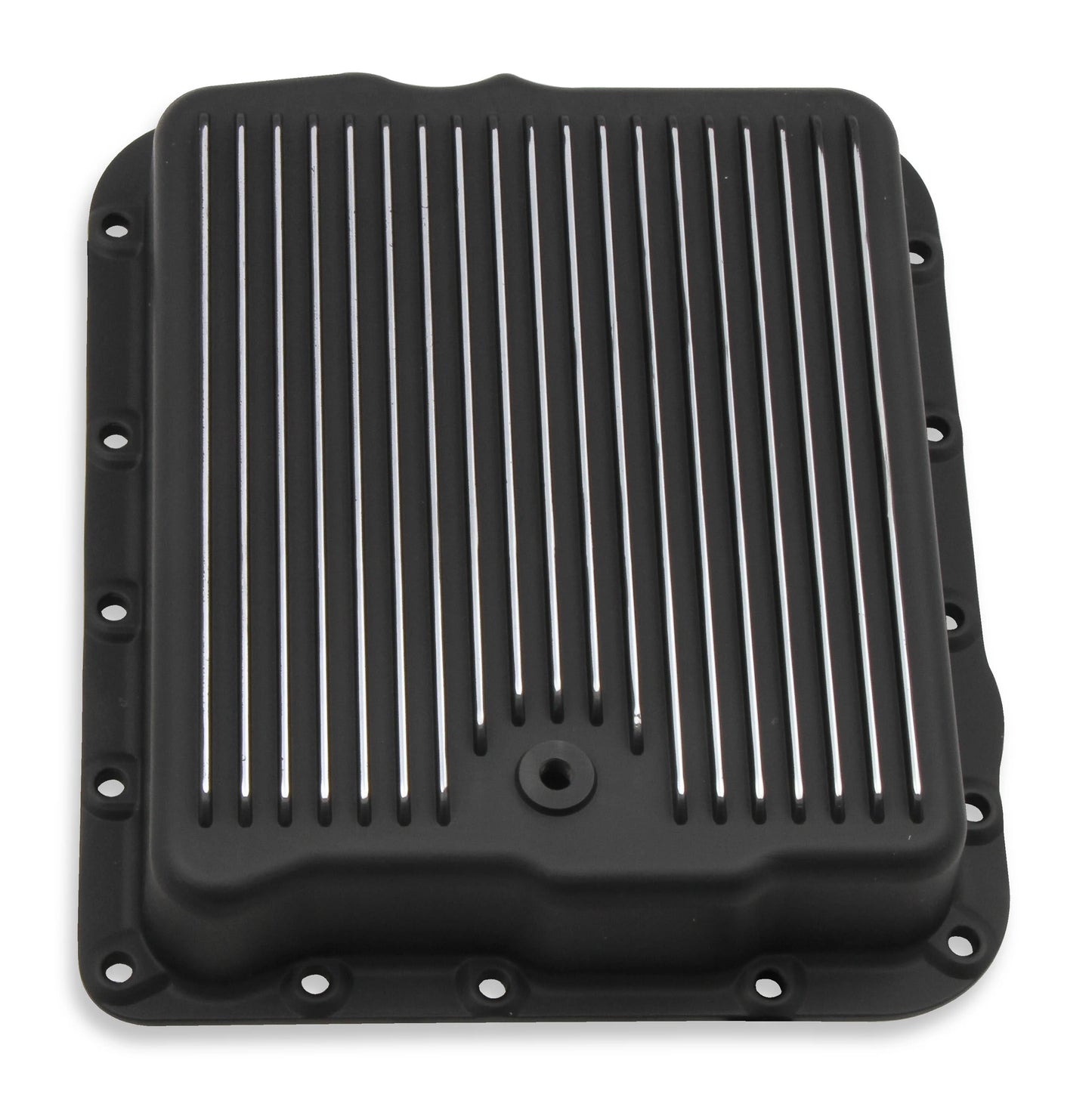 Transmission Oil Pan Black Aluminum Fits GM 700R4/4L60/4L60E Stock Depth and Capacity Finned Design Mr Gasket-2
