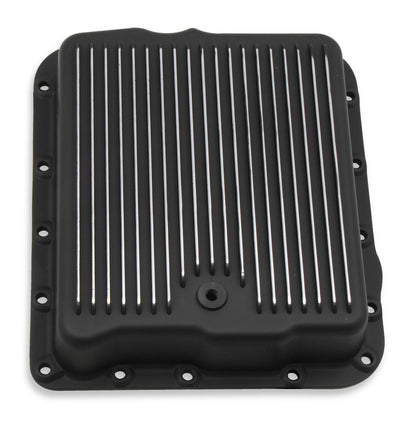Transmission Oil Pan Black Aluminum Fits GM 700R4/4L60/4L60E Stock Depth and Capacity Finned Design Mr Gasket-2