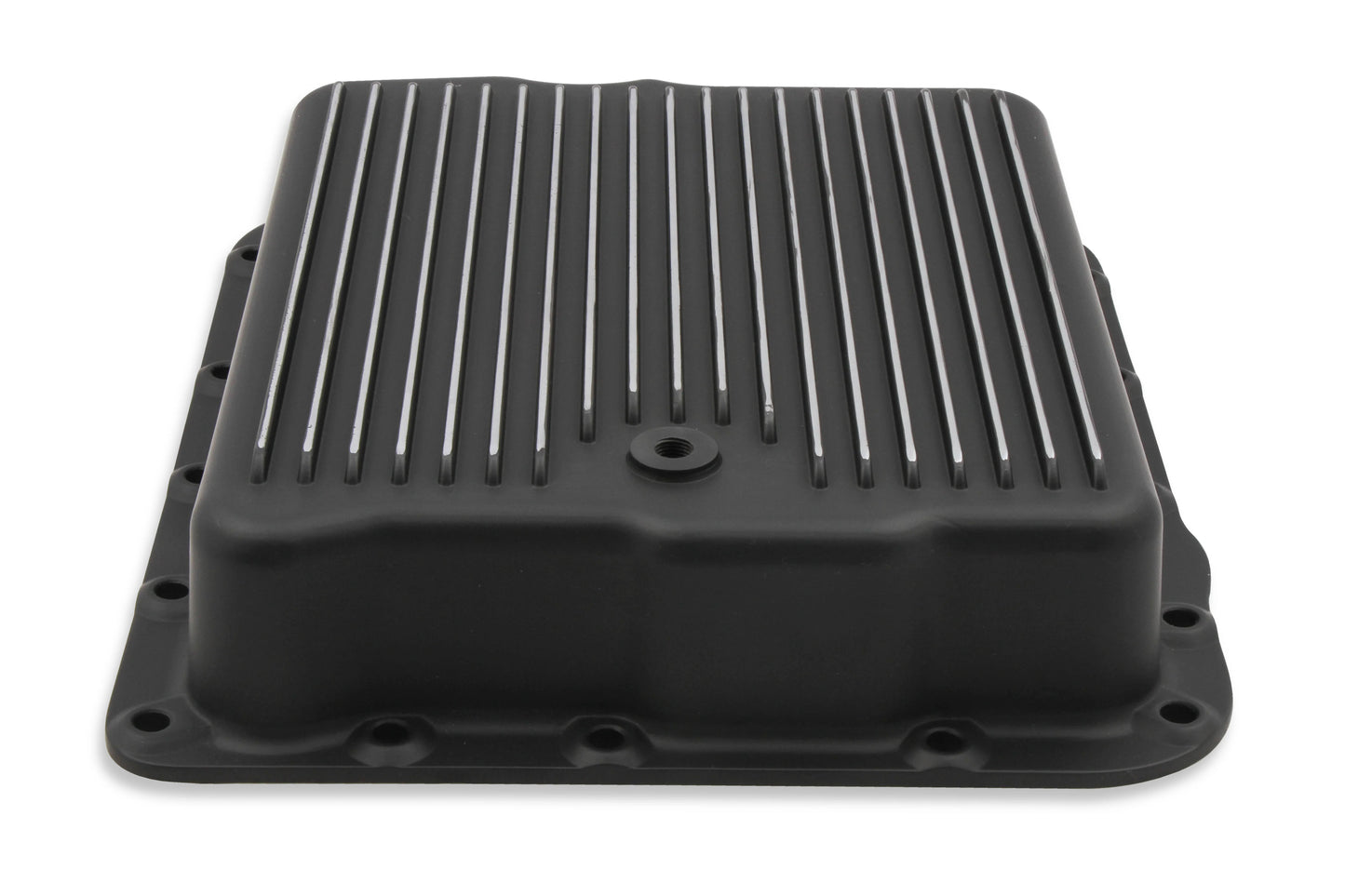 Transmission Oil Pan Black Aluminum Fits GM 700R4/4L60/4L60E Stock Depth and Capacity Finned Design Mr Gasket-4