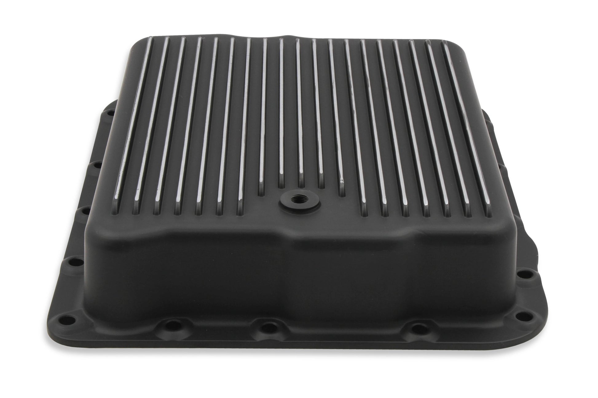 Transmission Oil Pan Black Aluminum Fits GM 700R4/4L60/4L60E Stock Depth and Capacity Finned Design Mr Gasket-4