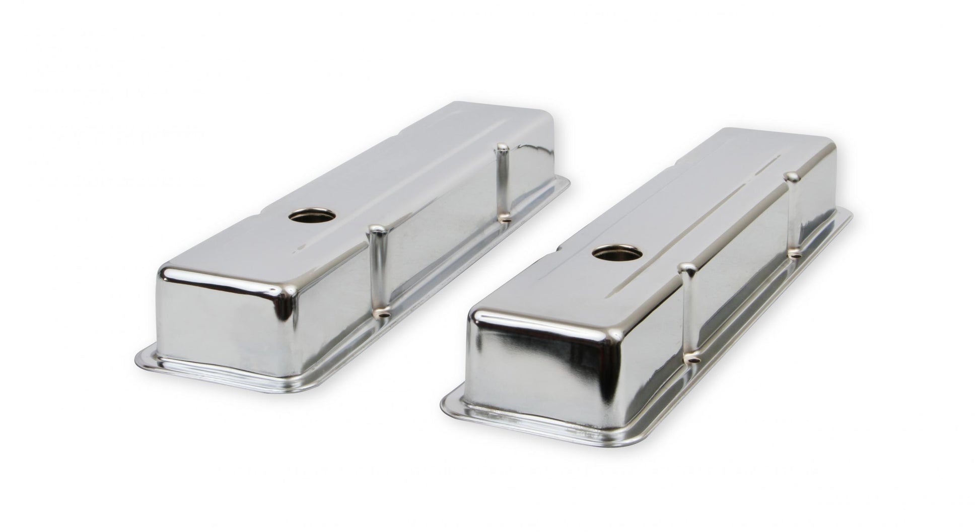 Chrome Valve Covers Dual Cap Holes Fits 1960-1986 Chevrolet Small Block 262-400 Mr Gasket-1