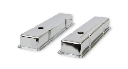 Chrome Valve Covers Dual Cap Holes Fits 1960-1986 Chevrolet Small Block 262-400 Mr Gasket-1