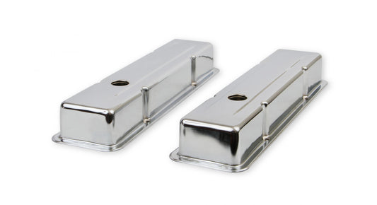 Chrome Valve Covers Dual Cap Holes Fits 1960-1986 Chevrolet Small Block 262-400 Mr Gasket-1