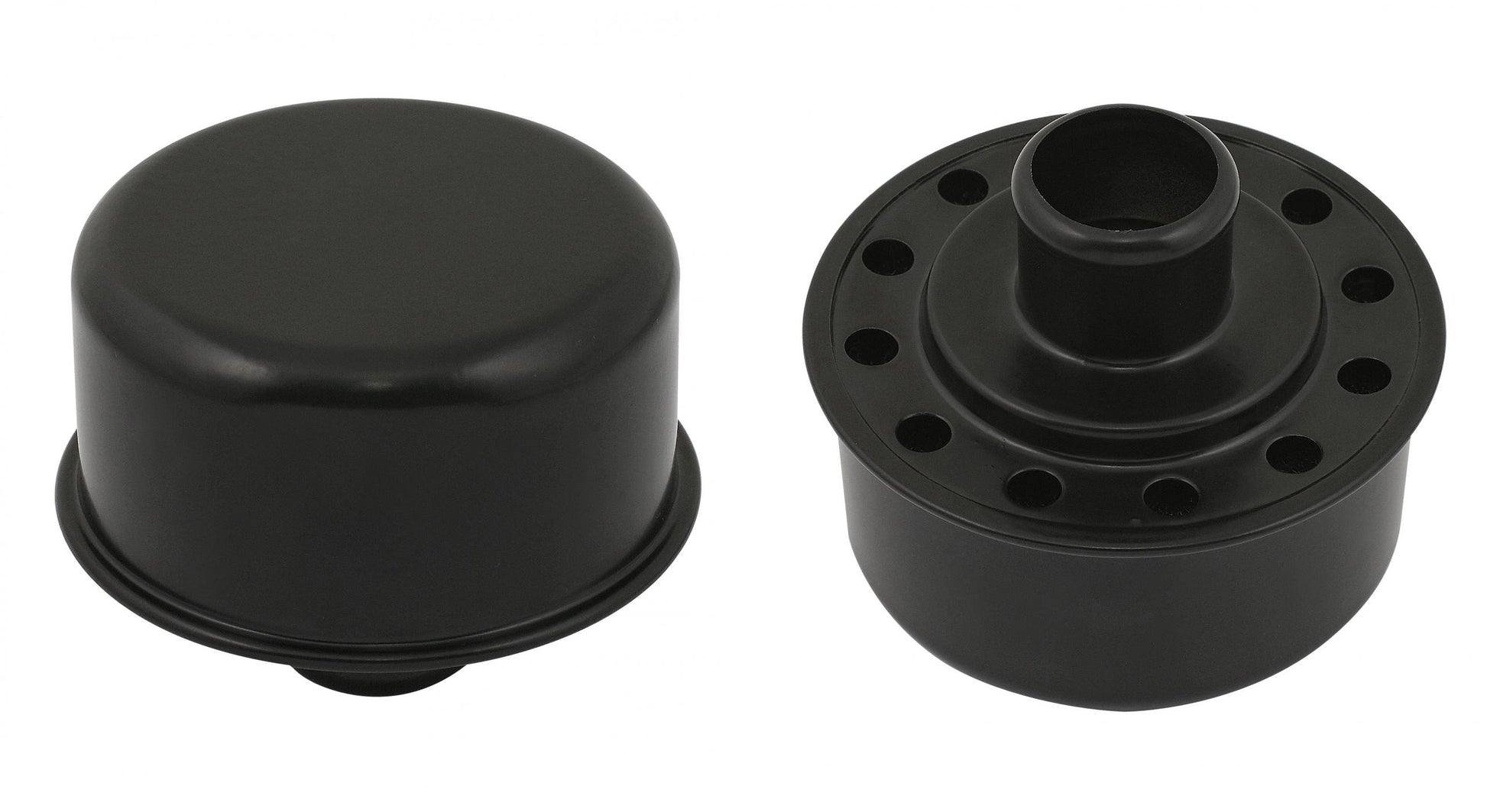 Push-On Breather Flat Black Fits 1.22 Inch Diameter Valve Cover Holes. Replaces GM Breather 6421868 On Late 65-67 GM Big Block Mr Gasket
