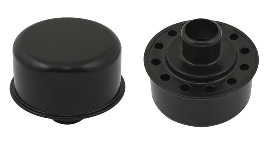 Push-On Breather Flat Black Fits 1.22 Inch Diameter Valve Cover Holes. Replaces GM Breather 6421868 On Late 65-67 GM Big Block Mr Gasket