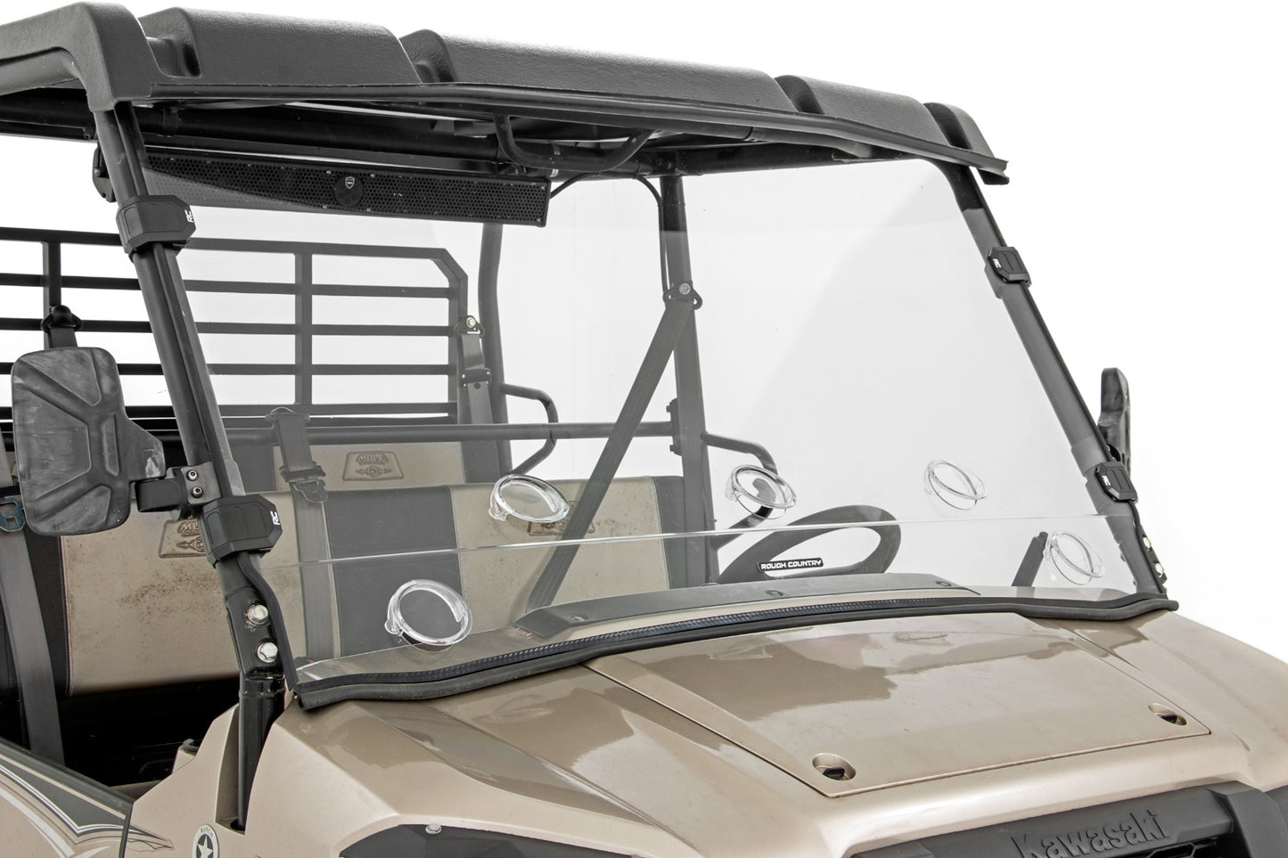 Rough Country Vented Full Windshield Scratch Resistant 15-22 Kawasaki Mule Pro-FX Rough Country