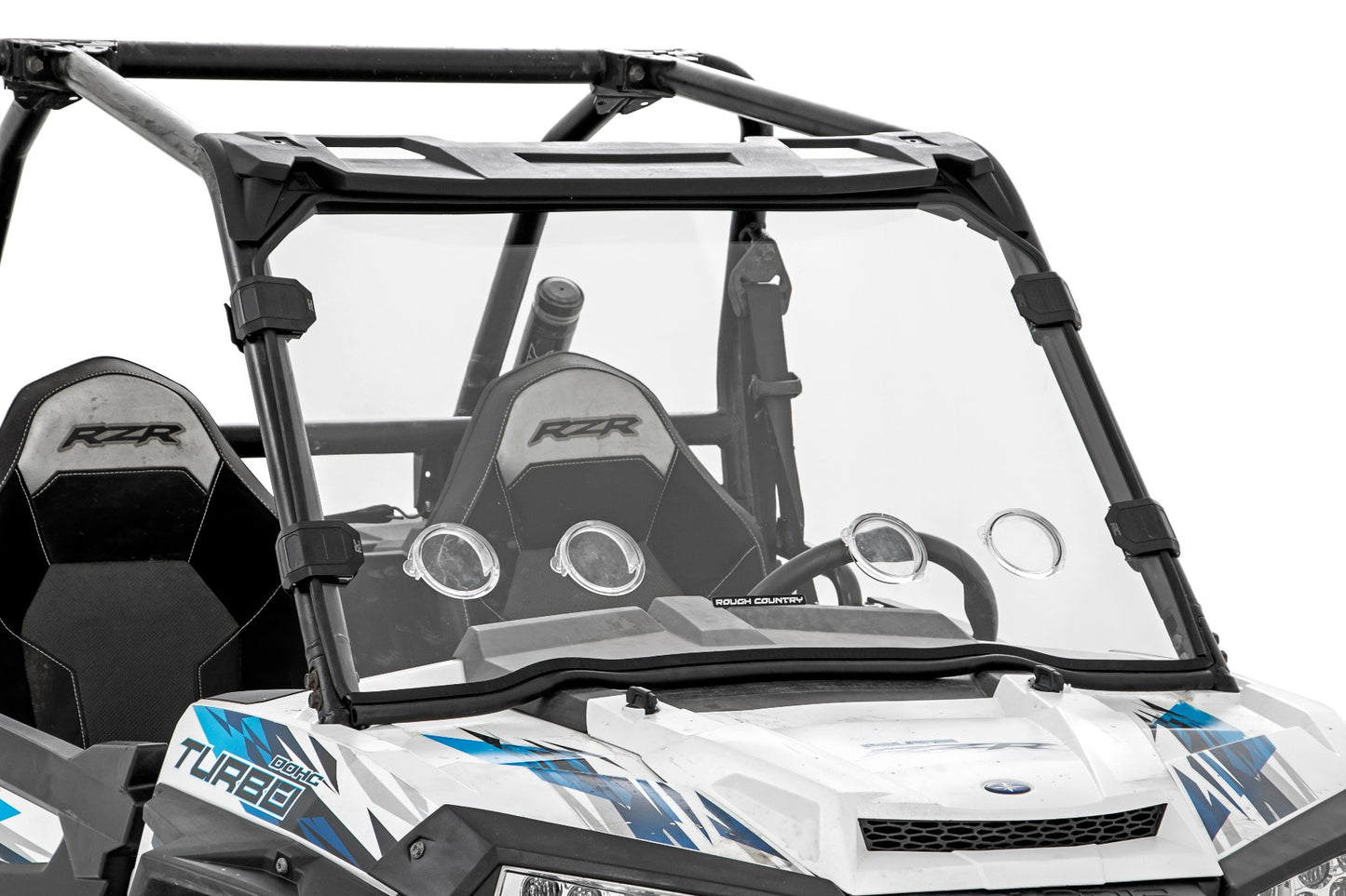 Rough Country Polaris Scratch Resistant Vented Full Windshield with Factory Plastic Visor 16-18 Polaris RZR 900/1000XP Turbo Rough Country