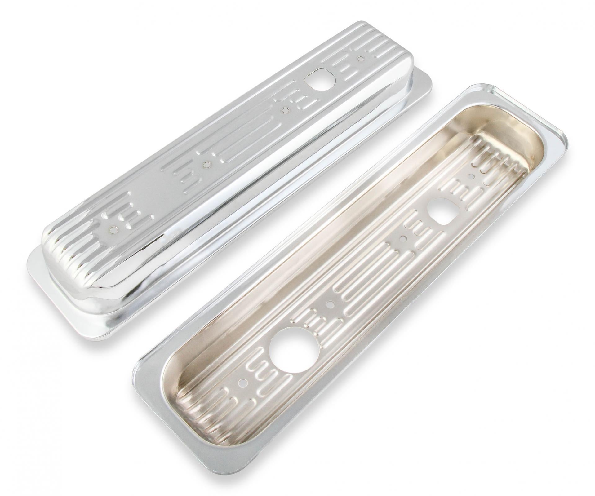Chrome Valve Covers Caps Fits 1987-1997 Chevrolet Small Block 305-350 Truck Engines with Center Bolt Valve Covers Mr Gasket-1
