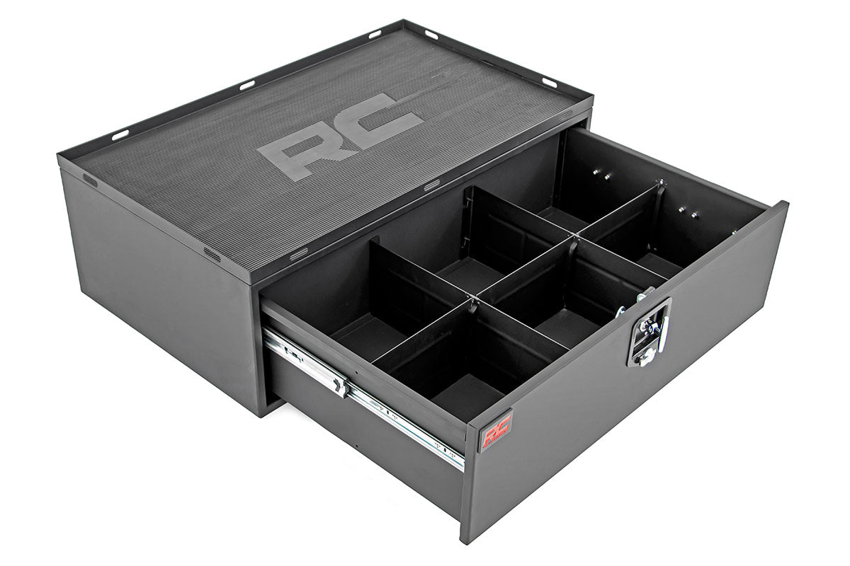 Rough Country Jeep Metal Storage Box w/Slide Out Lockable Drawer 18-21 Jeep Wrangler JL Rough Country