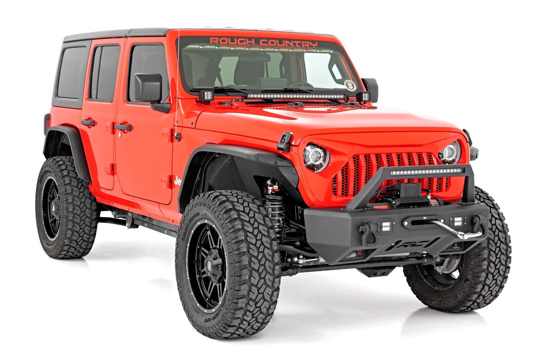 Rough Country High Clearance LED Flat Fender Flare Kit UV Treated Jeep Wrangler JL (18-23) Rough Country