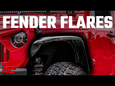 Rough Country High Clearance LED Flat Fender Flare Kit UV Treated Jeep Wrangler JL (18-23) Rough Country