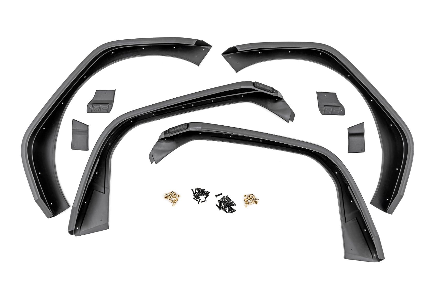 High Clearance LED Flat Fender Flare Kit UV Treated Jeep Wrangler JL (18-24) Rough Country-1
