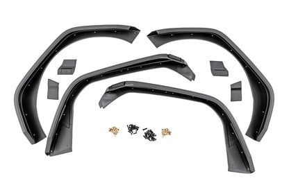 High Clearance LED Flat Fender Flare Kit UV Treated Jeep Wrangler JL (18-24) Rough Country-1