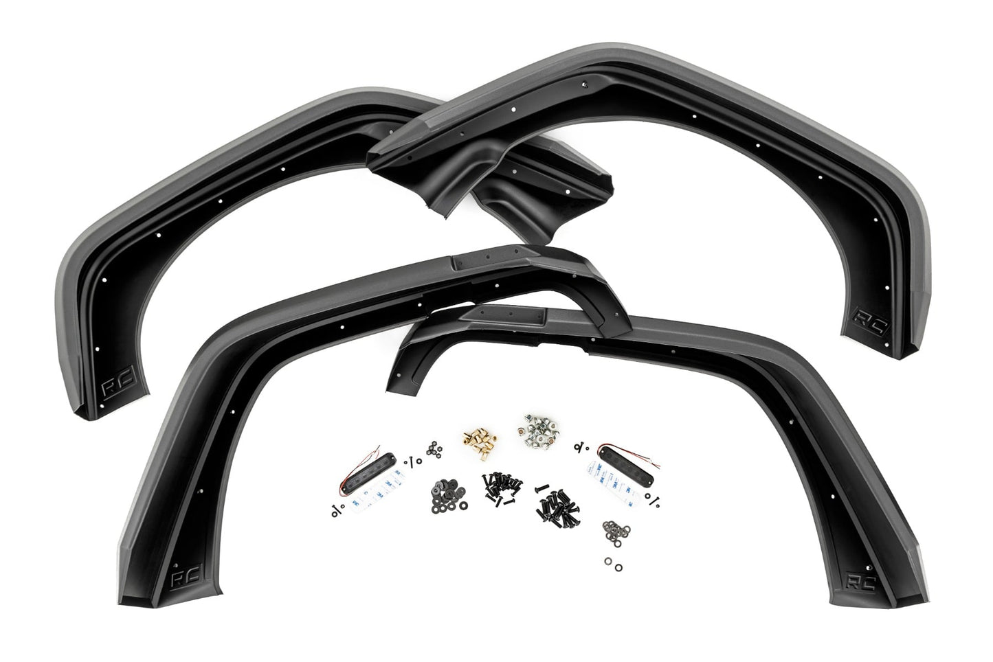 High Clearance LED Flat Fender Flare Kit UV Treated Jeep Wrangler JK (07-18) Rough Country-4