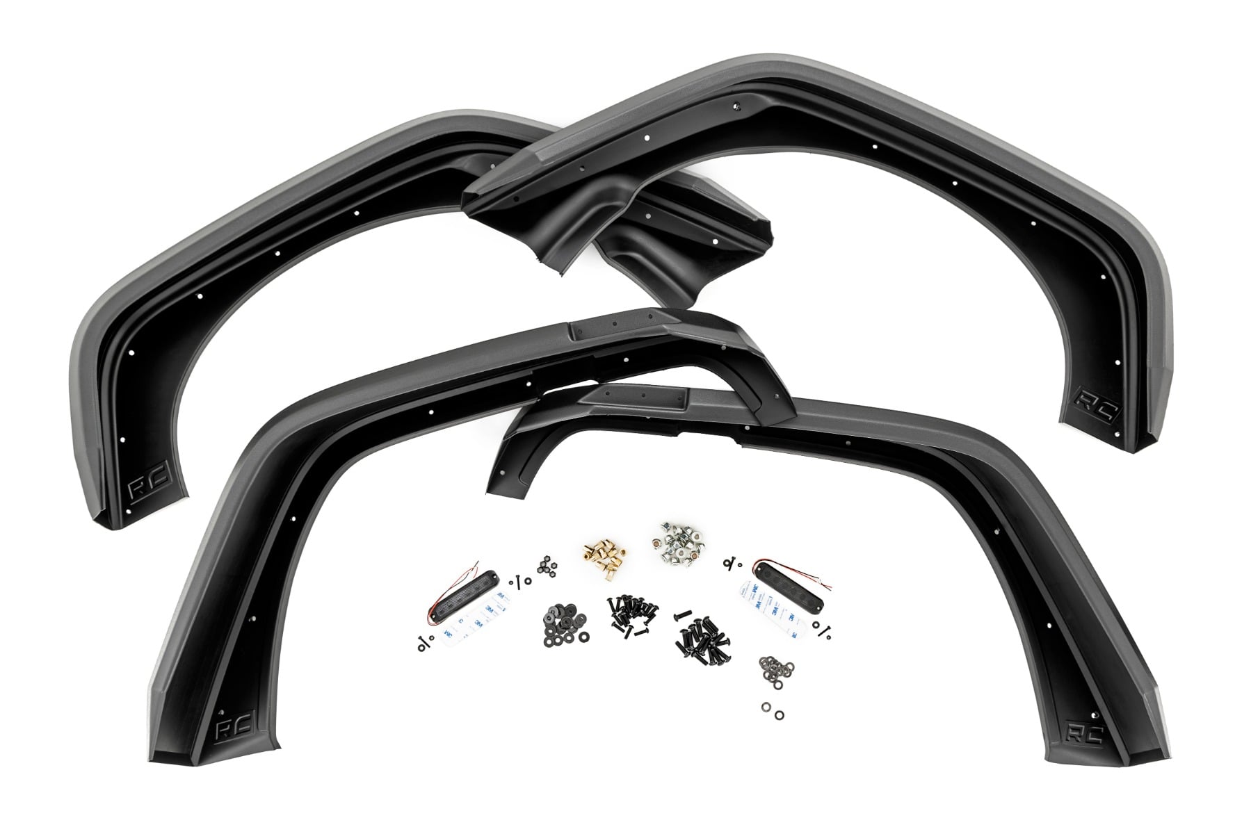 High Clearance LED Flat Fender Flare Kit UV Treated Jeep Wrangler JK (07-18) Rough Country-4