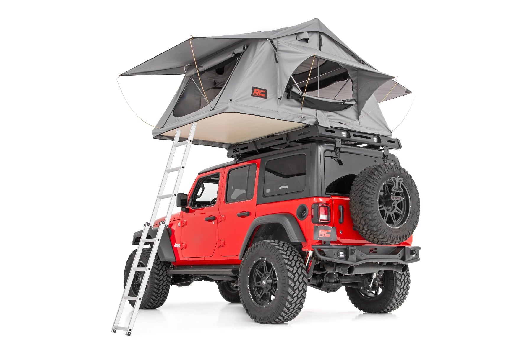 Roof Top Tent Rack Mount 12 Volt Accessory w/Ladder Extension & LED Light Kit Rough Country