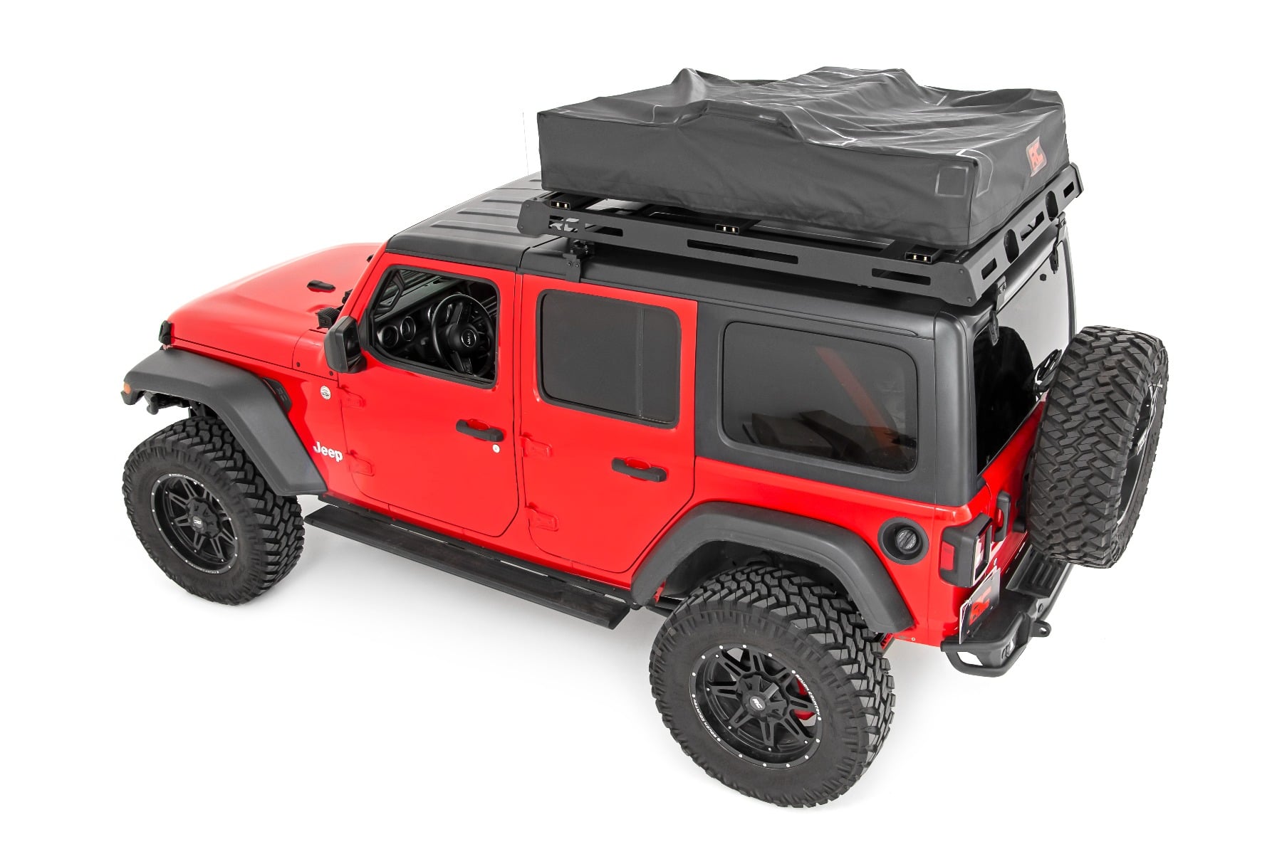 Roof Top Tent Rack Mount 12 Volt Accessory w/Ladder Extension & LED Light Kit Rough Country-2