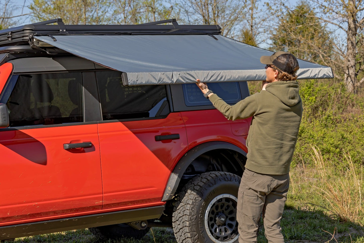 Retractable Roof Rack Awning 6 Foot 6 Inch x 9 Foot 8 Inch (Fits Trucks & SUVs) Rough Country-5