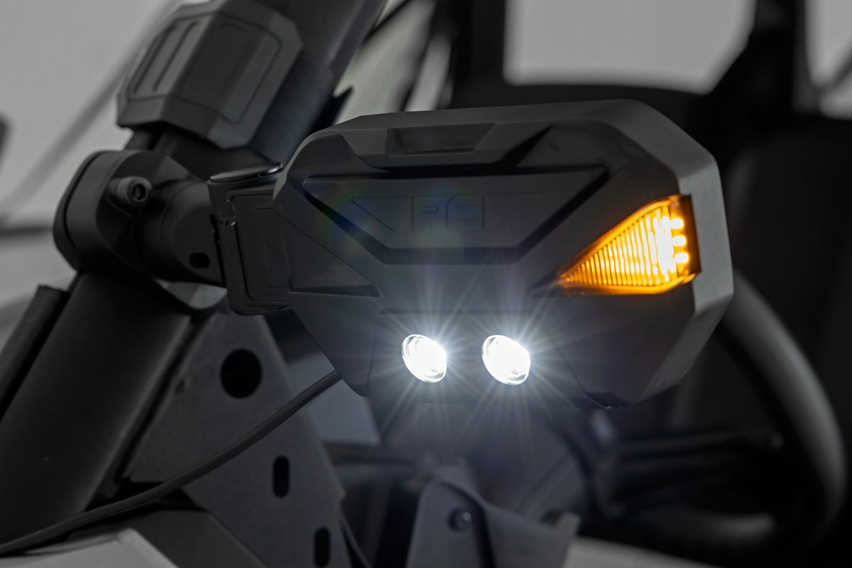 UTV Aluminum Side Mirrors w/Turn Signal Pro-Fit Cages Universal Rough Country-2