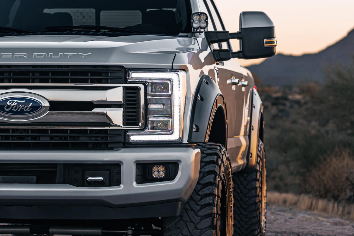 Rough Country Defender Pocket Fender Flares Flat Black Ford Super Duty 2WD/4WD (17-22) Rough Country