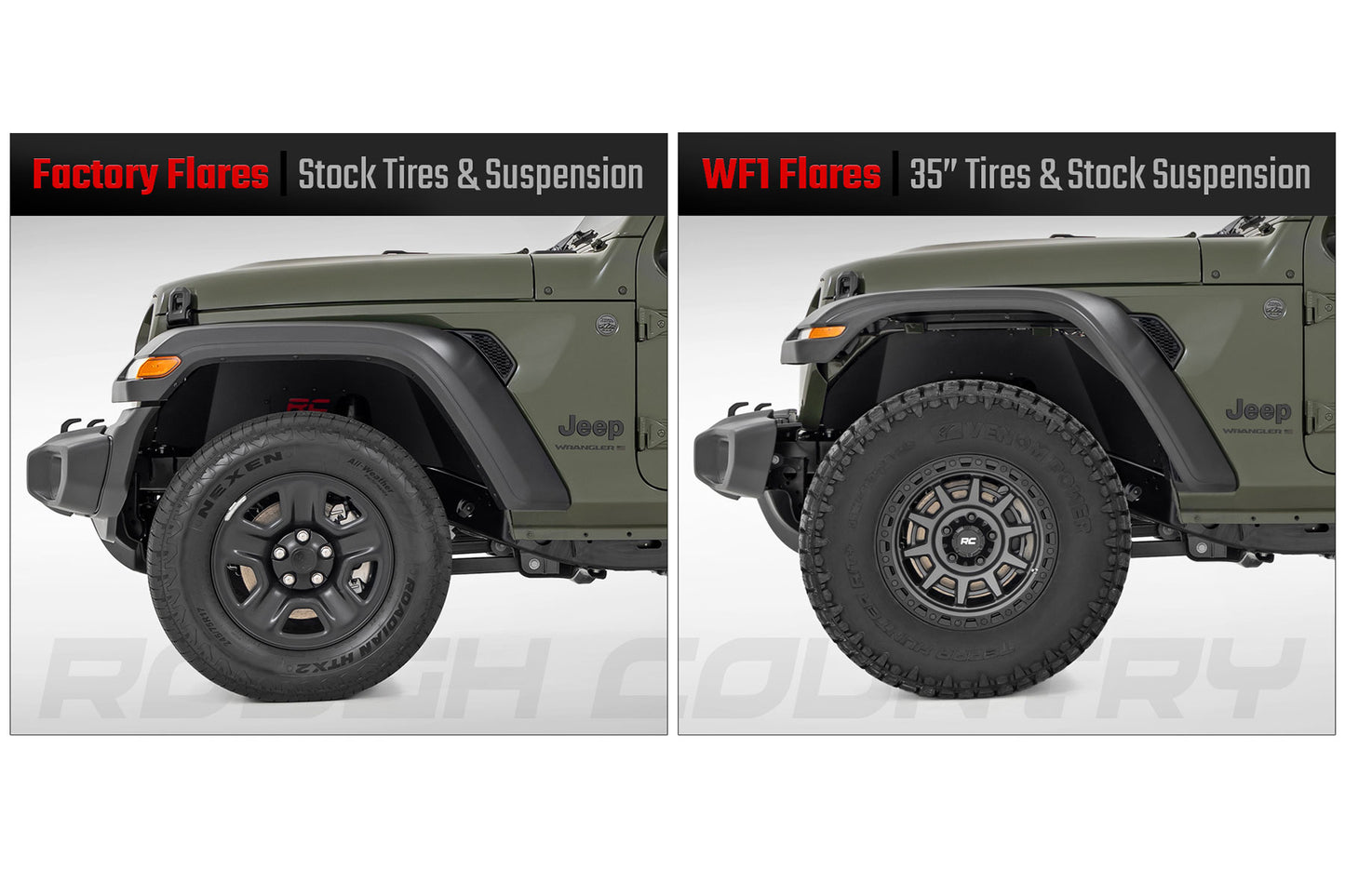 WF1 Fender Flares Jeep Gladiator JT 4WD (2020-2025) Rough Country-1