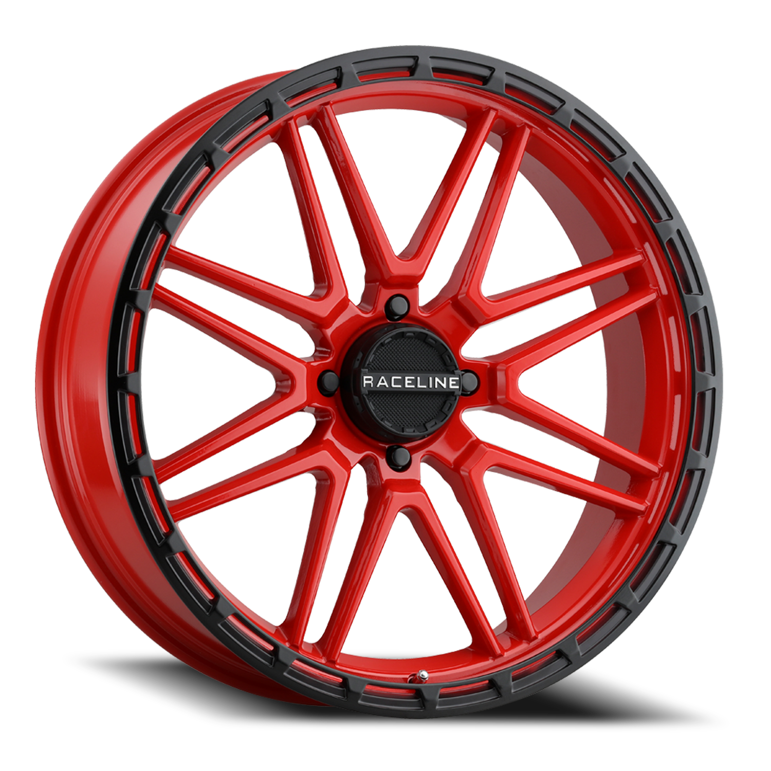 Raceline Wheels Aluminum Wheels 18x7 Krank XL UTV A11R Red Satin Black Bead Ring Raceline Wheels
