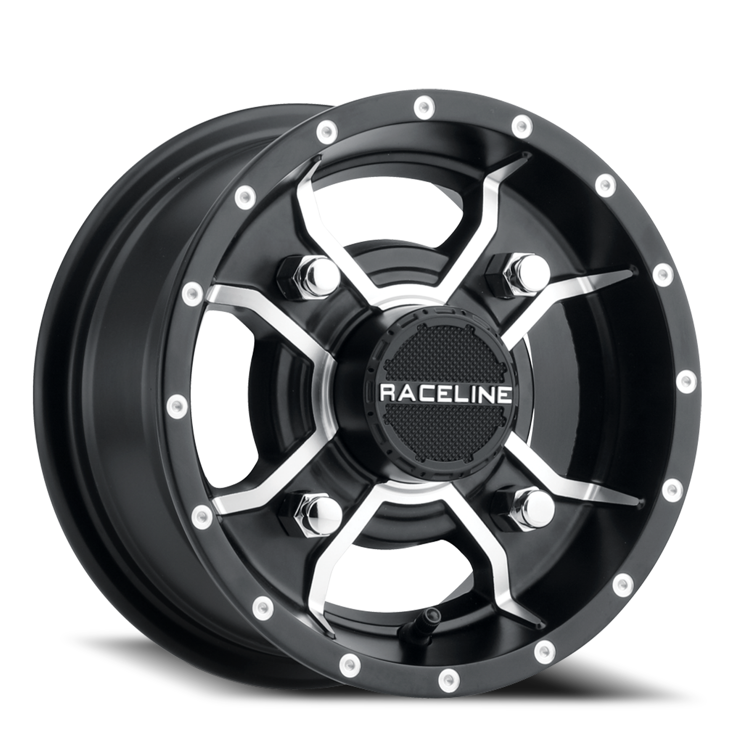 Raceline Wheels Aluminum Wheels 12x7 Mamba UTV A77 Satin Black Machined Spokes Raceline Wheels