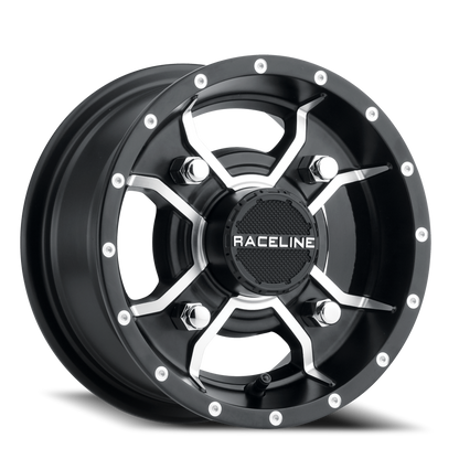 Aluminum 12x7 Mamba UTV A77 Satin Black Machined Spokes Raceline Wheels