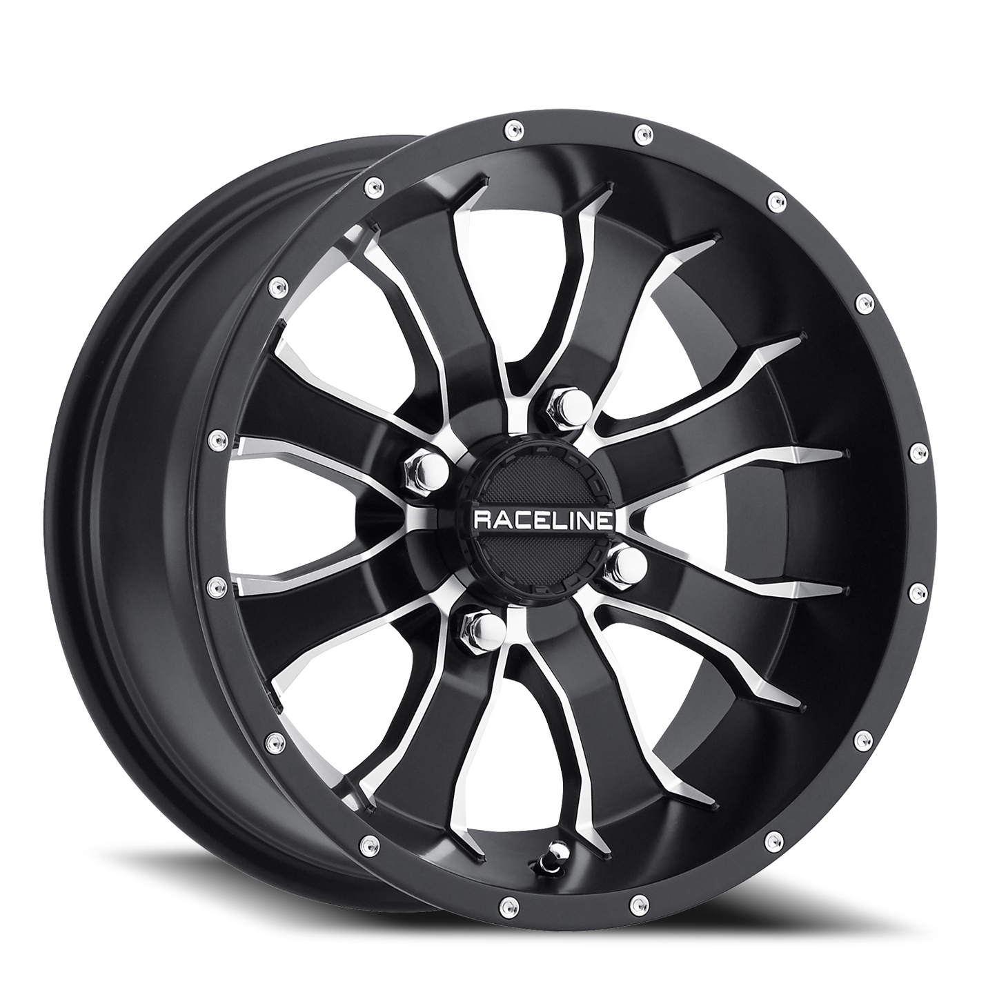 Raceline Wheels Aluminum Wheels 14x7 Mamba UTV A77 Satin Black Machined Spokes Raceline Wheels