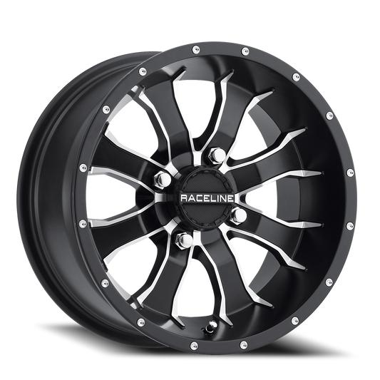 Raceline Wheels Aluminum Wheels 15x7 Mamba UTV A77 Satin Black Machined Spokes Raceline Wheels