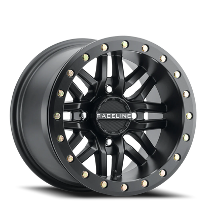 Aluminum 14x7 Ryno Beadlock UTV A91B Satin Black Machined Face Raceline Wheels-4