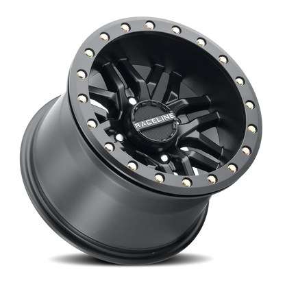 Aluminum 14x7 Ryno Beadlock UTV A91B Satin Black Machined Face Raceline Wheels-3