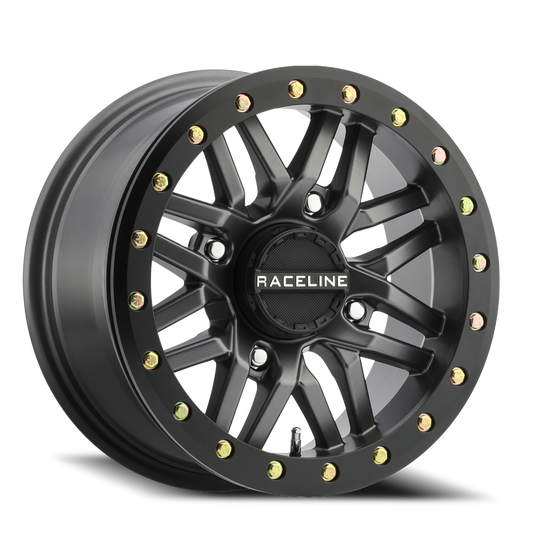 Raceline Wheels Aluminum Wheels 14x7 Ryno Beadlock UTV A91B Satin Black Machined Face Raceline Wheels