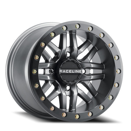 Raceline Wheels Aluminum Wheels 15x10 Ryno Beadlock UTV A91G Matte Dark Gunmetal Grey Raceline Wheels