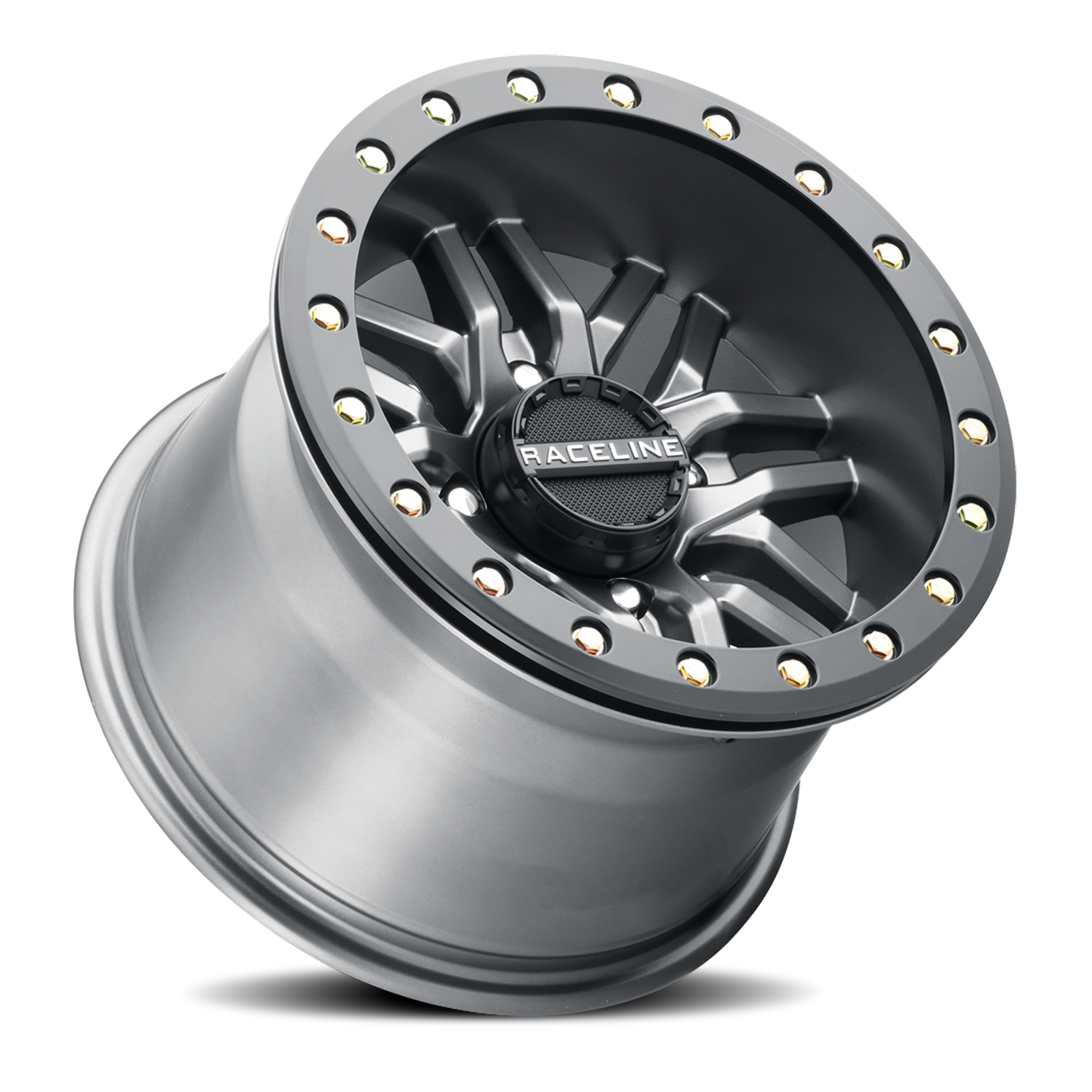 Raceline Wheels Aluminum Wheels 15x7 Ryno Beadlock UTV A91G Matte Dark Gunmetal Grey Raceline Wheels