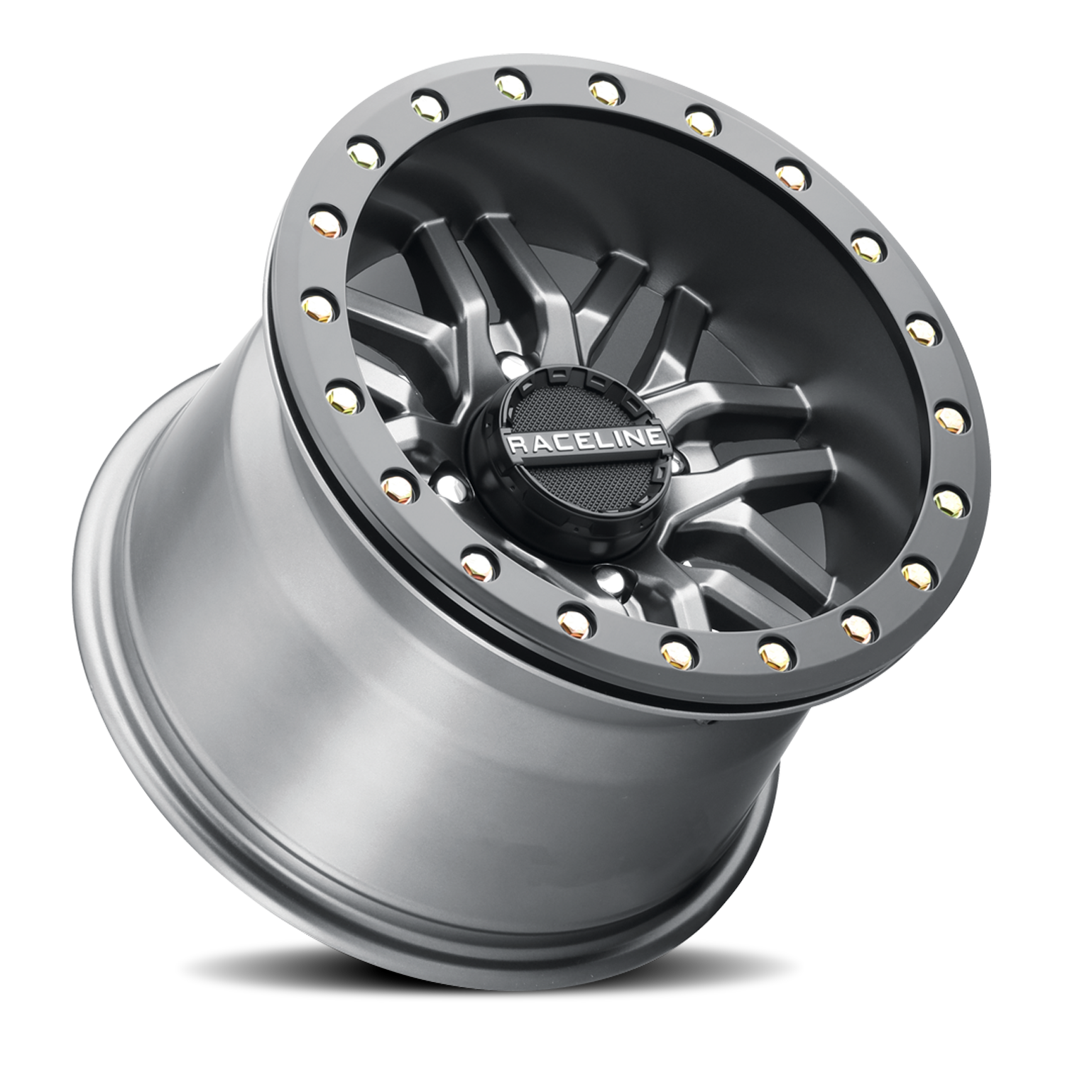 Raceline Wheels Aluminum Wheels 15x7 Ryno Beadlock UTV A91G Matte Dark Gunmetal Grey Raceline Wheels