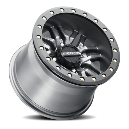 Aluminum 15x7 Ryno Beadlock UTV A91G Matte Dark Gunmetal Grey Raceline Wheels-1
