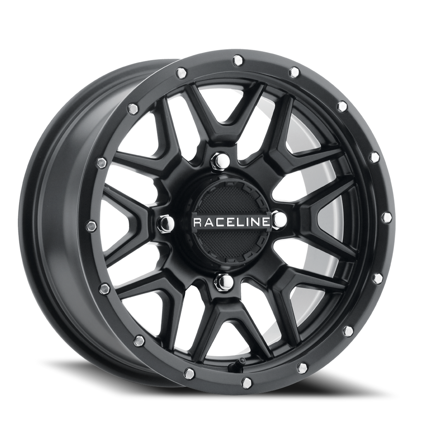 Raceline Wheels Aluminum Wheels 14x7 Krank Simulated Beadlock UTV A94B Satin Black Raceline Wheels
