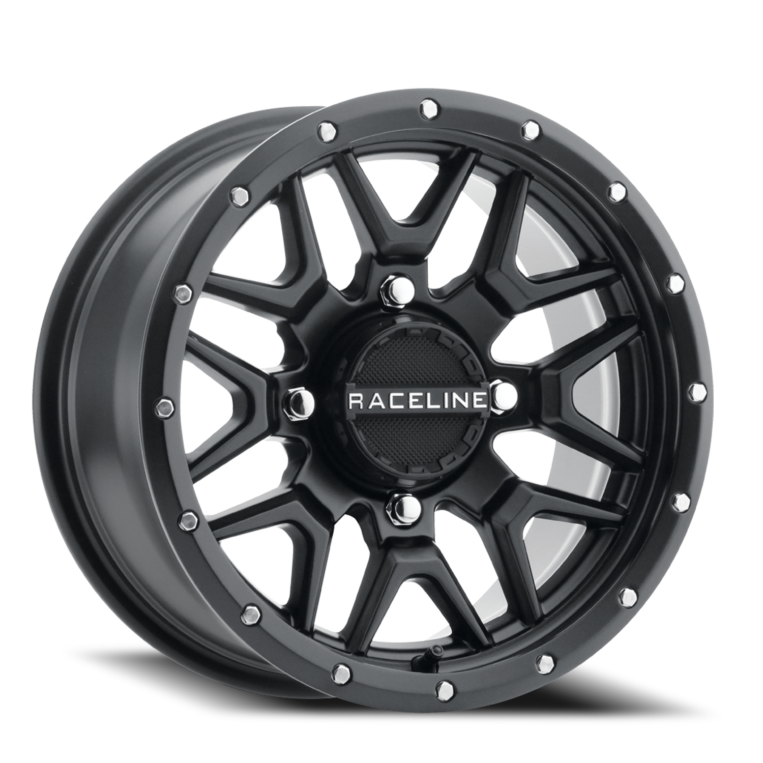 Raceline Wheels Aluminum Wheels 14x7 Krank Simulated Beadlock UTV A94B Satin Black Raceline Wheels