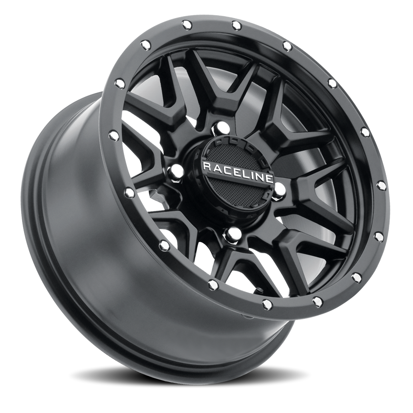 Raceline Wheels Aluminum Wheels 14x7 Krank Simulated Beadlock UTV A94B Satin Black Raceline Wheels