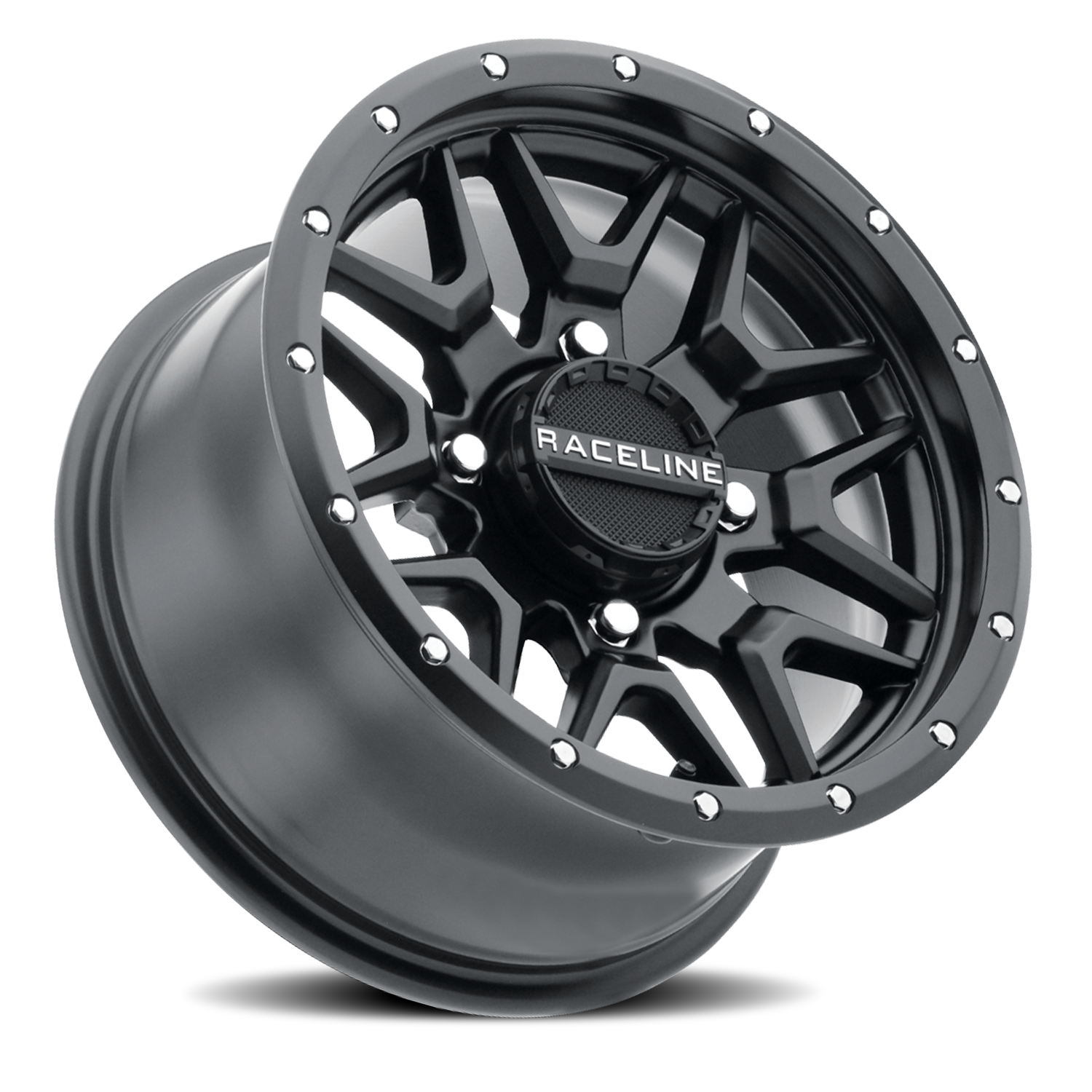 Raceline Wheels Aluminum Wheels 14x7 Krank Simulated Beadlock UTV A94B Satin Black Raceline Wheels