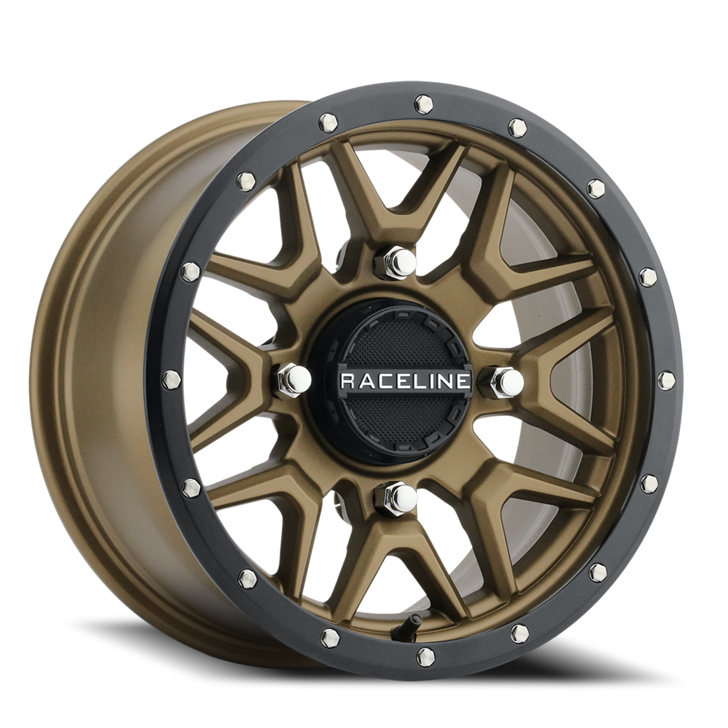 Raceline Wheels Aluminum Wheels 14x7 Krank Simulated Beadlock UTV A94BZ Satin Bronze Raceline Wheels
