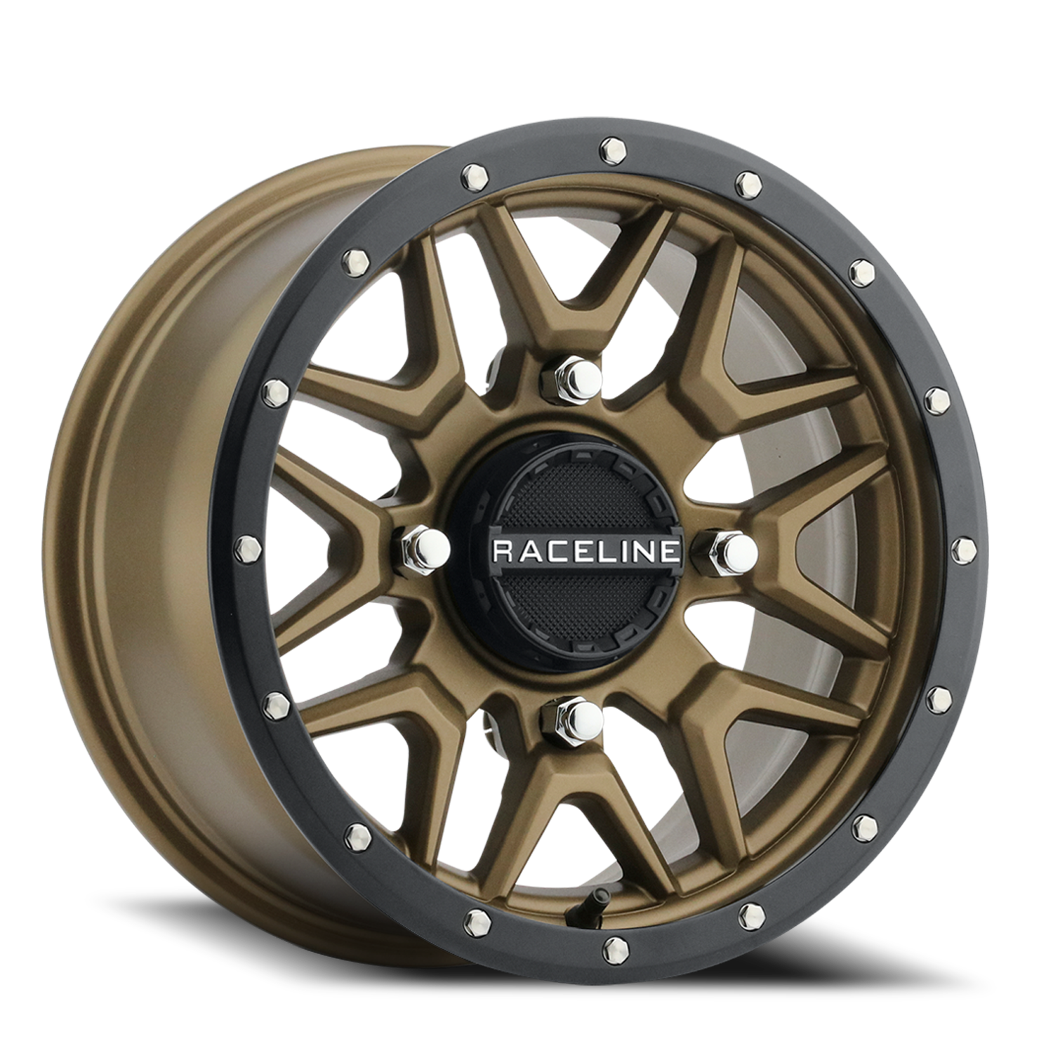 Raceline Wheels Aluminum Wheels 14x7 Krank Simulated Beadlock UTV A94BZ Satin Bronze Raceline Wheels