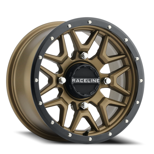 Raceline Wheels Aluminum Wheels 14x7 Krank Simulated Beadlock UTV A94BZ Satin Bronze Raceline Wheels
