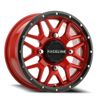 Aluminum 14x7 Krank Simulated Beadlock UTV A94R Red Raceline Wheels-8