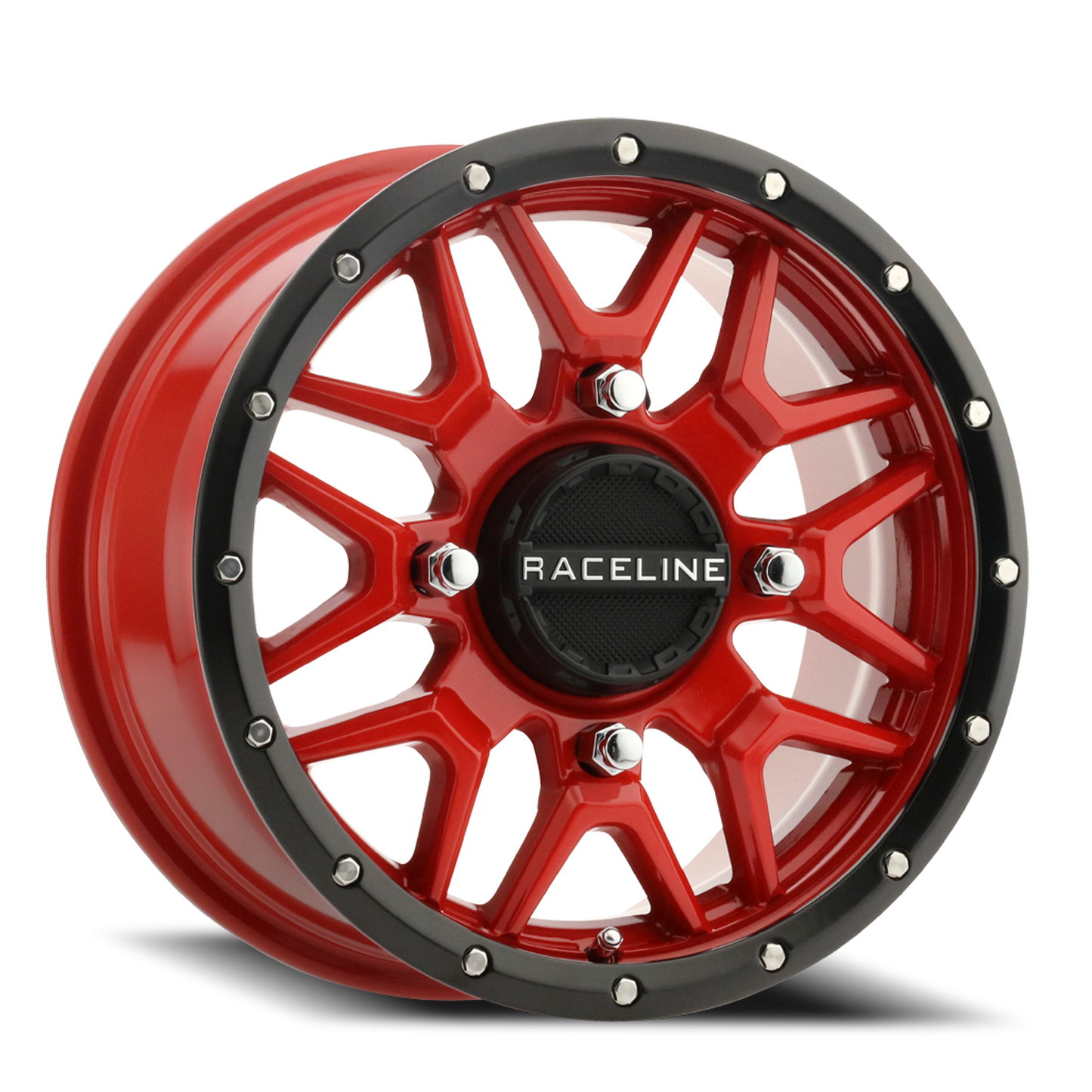 Raceline Wheels Aluminum Wheels 14x7 Krank Simulated Beadlock UTV A94R Red Raceline Wheels