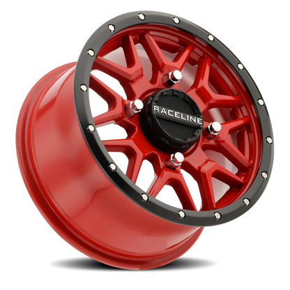 Aluminum 14x7 Krank Simulated Beadlock UTV A94R Red Raceline Wheels-5